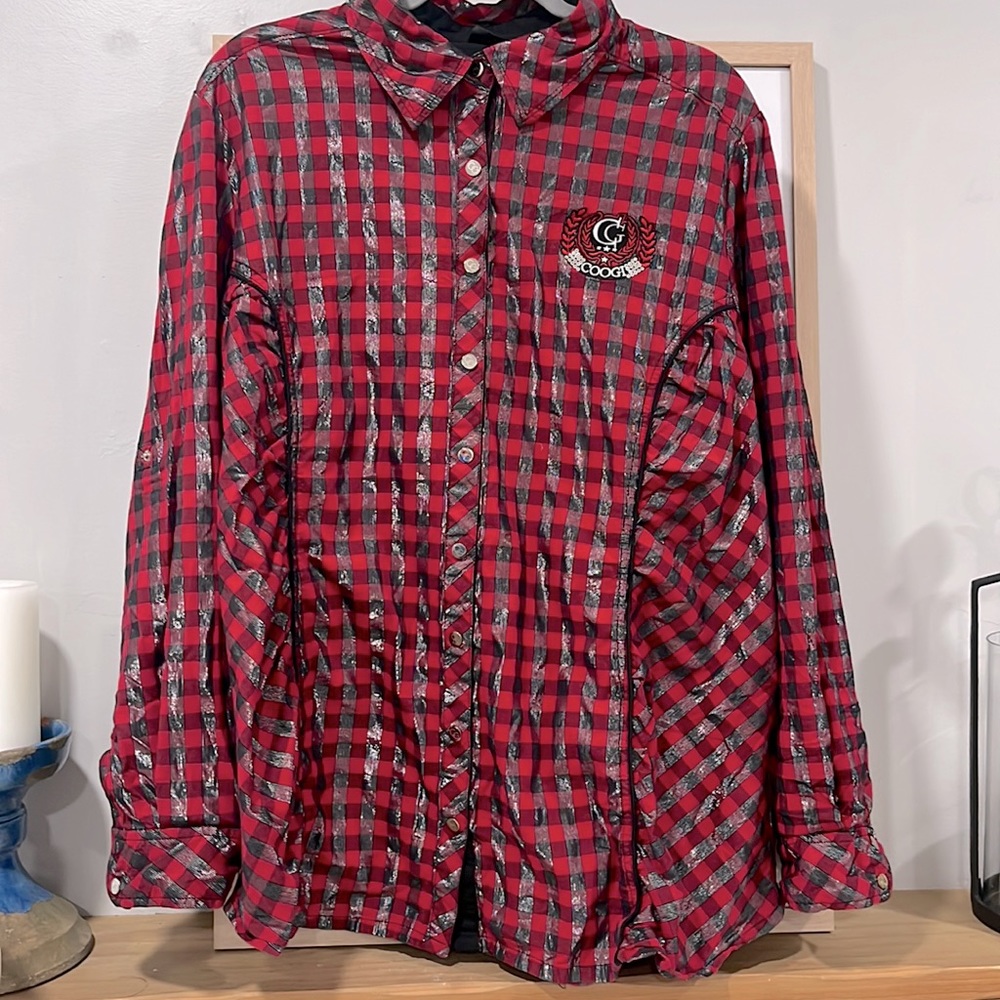 COOGI Metallic Classic Plaid Long Sleeve Shirt, Size 3X